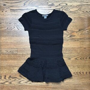 Gracia Black Textured Peplum Blouse Top